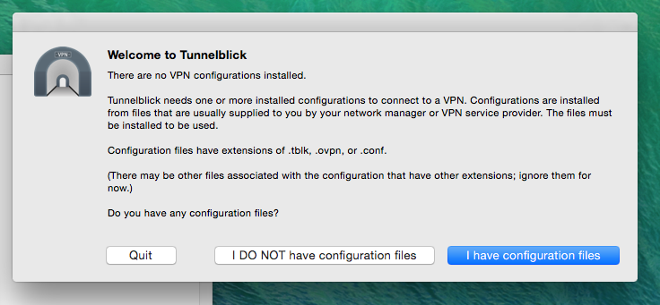 Tunnelblick configuration import