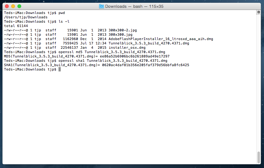 OpenSSL SHA1 and MD5 checksums