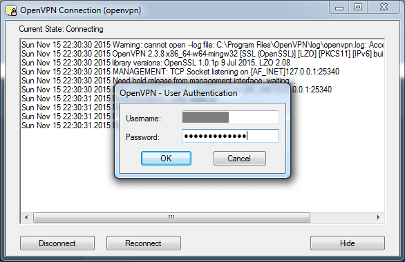 Privatoria OpenVPN login