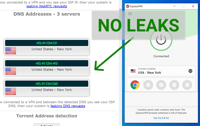 ExpressVPN leak test