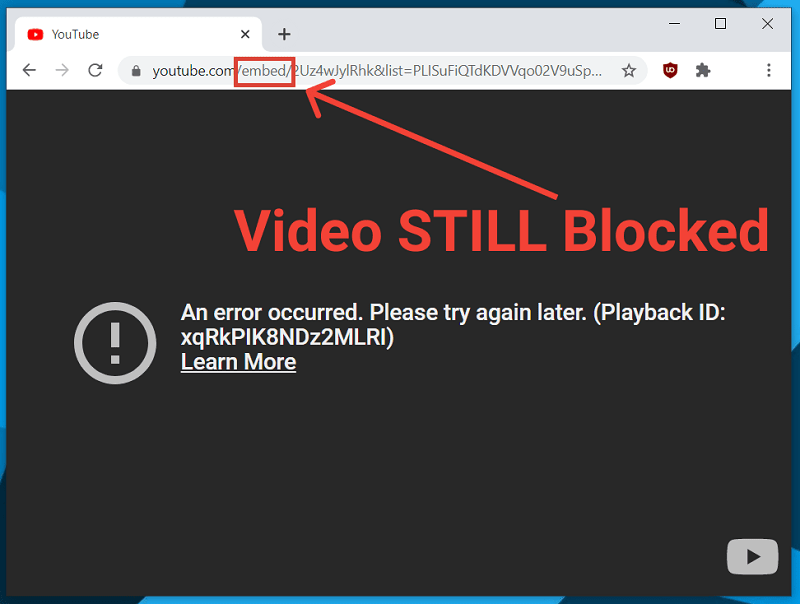 YouTube blocked video